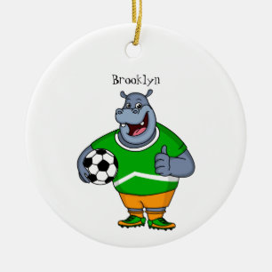 Décoration En Céramique Drôle de joueur de football hippo dessin humoristi