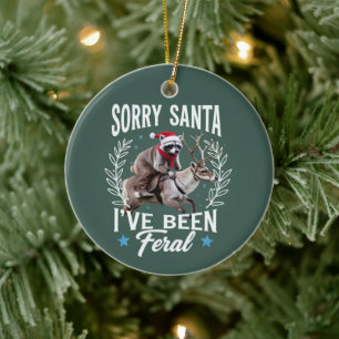 Décoration En Céramique Drôle de Noël Désolé Santa J'ai été un Raton Laveu