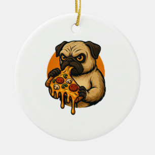 Décoration En Céramique Drôle de pug avec pizza nourriture italienne dessi