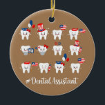 Décoration En Céramique Drôle Dental Assistant Dental 4 juillet américain<br><div class="desc">Drôle Dental Assistant Dentaire Dentaire Américain 4 juillet Don Patriotique. Un cadeau parfait pour votre père, maman, papa, hommes, femmes, amis et membres de la famille le jour de Thanksgiving, Noël, Fête des mères, Fête des pères, 4 juillet, 1776 Jour indépendant, Fête des anciens combattants, Fête de l'Halloween, Fête de...</div>