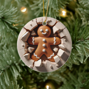 Décoration En Céramique Drôle deux côtés pain d'épice homme Noël