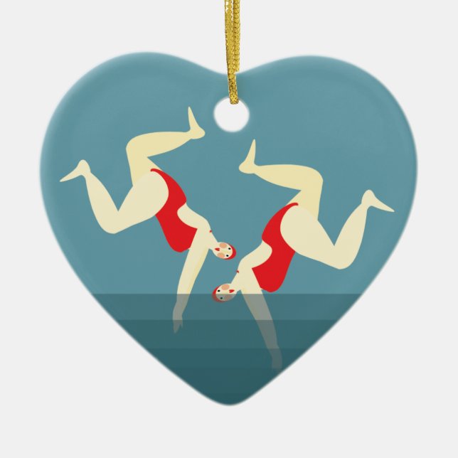 Décoration En Céramique Drôle deux femmes nageuses sauvages Noël (Devant)