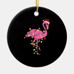 Décoration En Céramique Drôle Flamant rose de Noël mignon