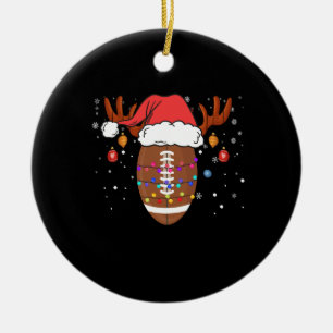 Décoration En Céramique Drôle Football Reindeer Santa Hat Noël