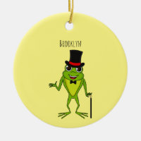 Drôle grenouille avec chapeau dessus dessin animé