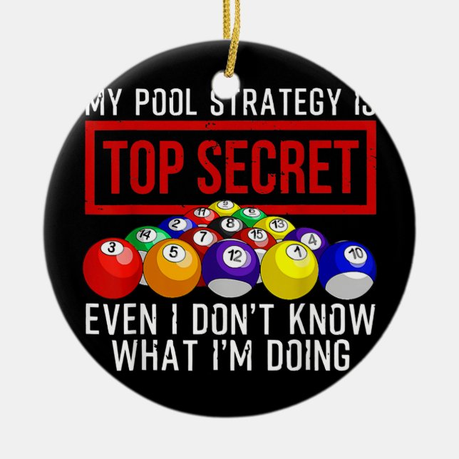 Décoration En Céramique Drôle Joueur Billard Cadeau Pour Hommes Femmes (Devant)