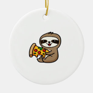Décoration En Céramique Drôle Kawaii Chibi Paresseux avec Pizza � Mignon D