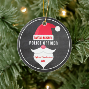 Décoration En Céramique Drôle Noël Père Noël Favori Officier de police