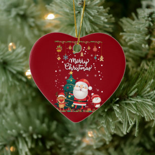 Décoration En Céramique Drôle Père Noël, Snowman, Reindeer Joyeux Noël