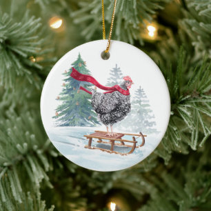 Décoration En Céramique Drôle poule de Noël Arbre de Noël Dormir à l'aide