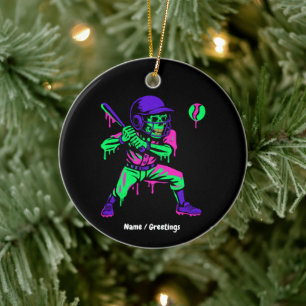 Décoration En Céramique Drôle Skeleton Batting Glace Cream Driving Basebal