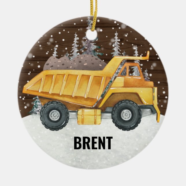 Décoration En Céramique Dump Truck Construction Vehicle Christmas (Devant)