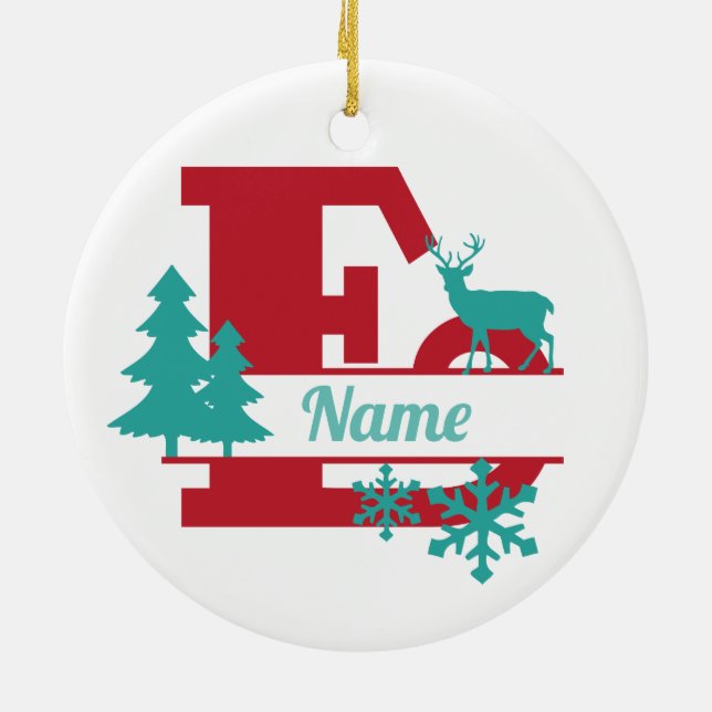 Décoration En Céramique E Monogramme Arbre de Noël initial (Dos)