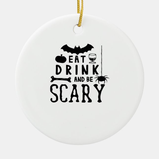 Décoration En Céramique Eat Drink And Be Scary Halloween Quote (Devant)