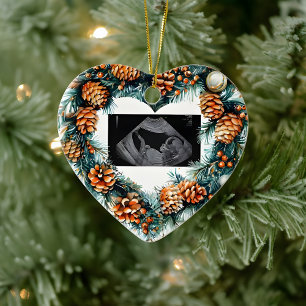Décoration En Céramique Échographie de grossesse de Noël Bébé en route