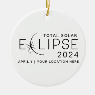 Décoration En Céramique Éclipse solaire 2024 Lieu personnalisé Commémorati
