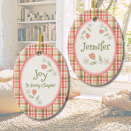 Décoration En Céramique Écossais rose « Joyeux à chaque chapitre » Personn