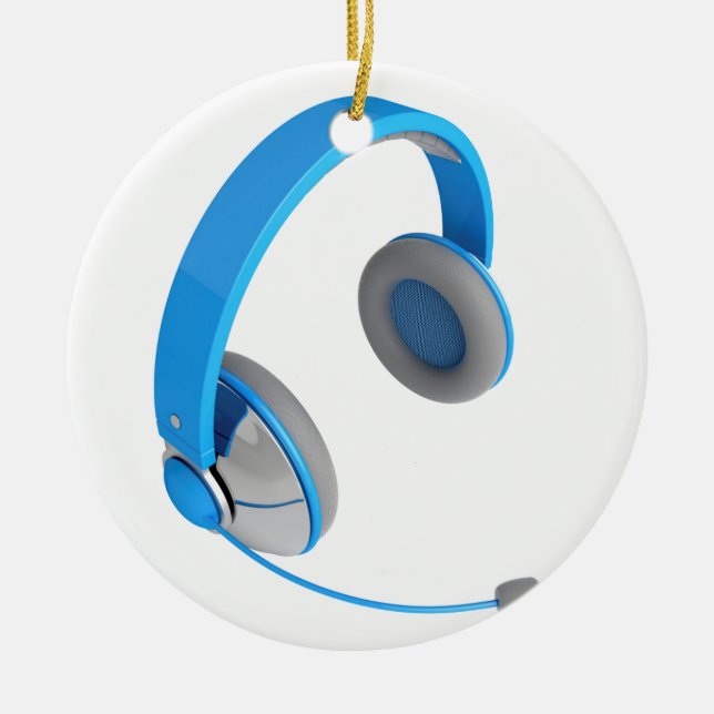 Décoration En Céramique Écouteurs bleus avec la MIC (Devant)