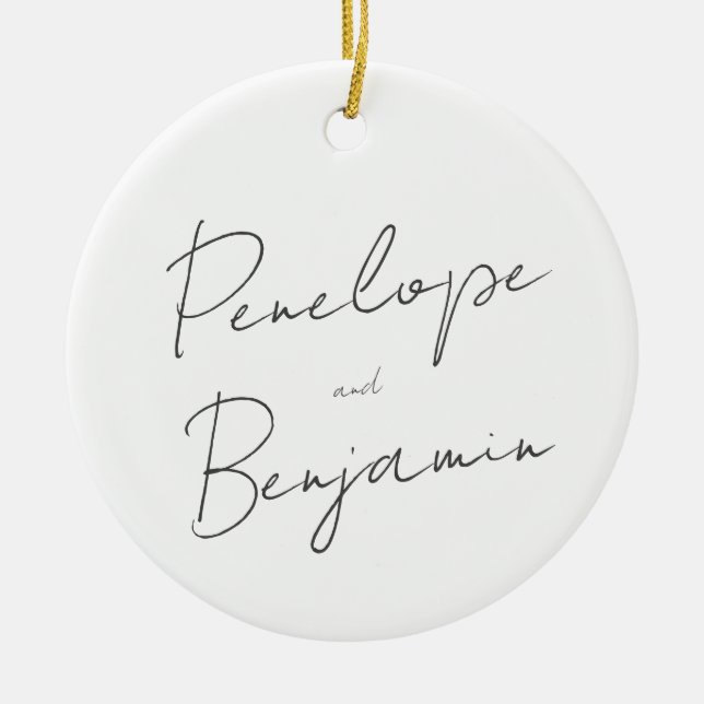 Décoration En Céramique Écriture manuscrite de script moderne Mariage noir (Devant)