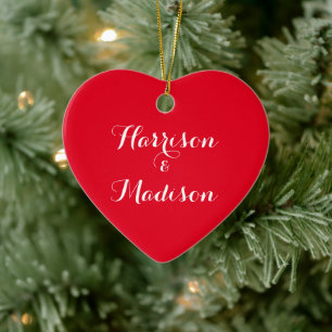 Décoration En Céramique Écriture personnalisée rouge Nom du couple Noël