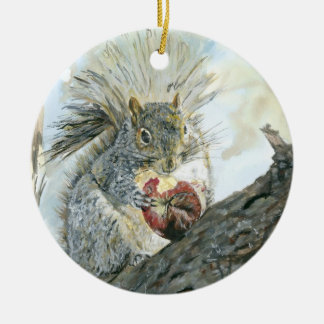 Décoration En Céramique Écureuil avec l'ornement de double de pomme