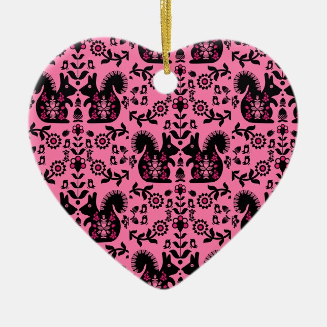 Décoration En Céramique Écureuil Nordic Scandinave Folk Art (Devant)