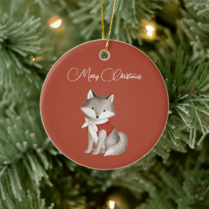 Décoration En Céramique Écureuil roux de Noël Loup