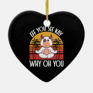 Décoration En Céramique Eff You See Kay Why Oh You Drôle Mignon Vache Vint
