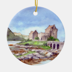 Décoration En Céramique Eilean Donan Castle Watercolor Painting
