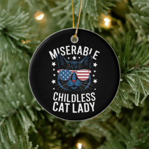 Décoration En Céramique Élection 2024 Dame Féministe sans Enfant et Chats