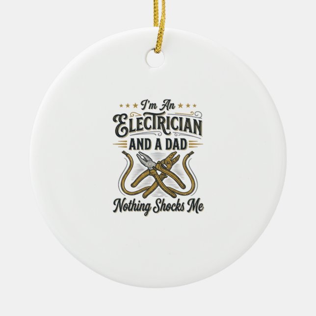 Décoration En Céramique Electrician Dad Nothing Shocks Me Vintage Shirt De (Devant)