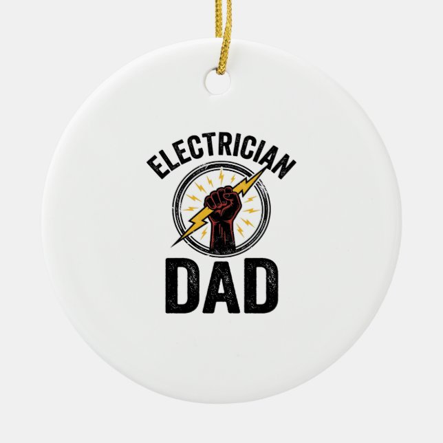 Décoration En Céramique Electrician Dad Vintage Engraving Vector Shirt Des (Devant)
