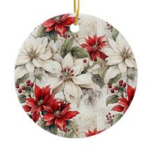 Élégance baisée à la neige Poinsettia blanche et r