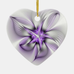Décoration En Céramique Élégance florale Art fractal violet abstrait moder