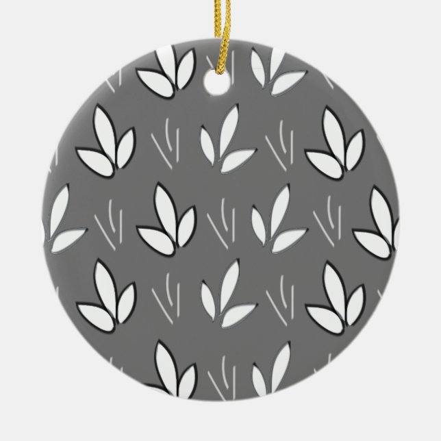 Décoration En Céramique Elégant Aquarelle Fleurs blanches Gris (Devant)