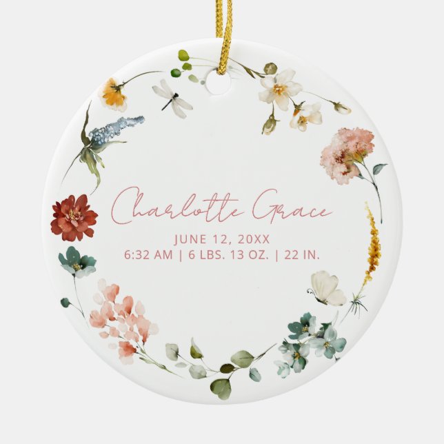 Décoration En Céramique Élégant bébé photo rose Fleurs de jardin Statistiq (Devant)