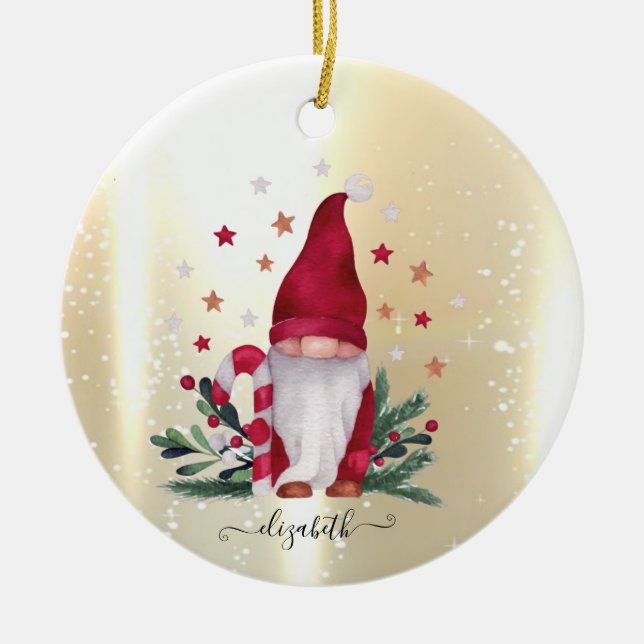 Décoration En Céramique Élégant brillant, Faux Gold, Wreath Joy (Devant)