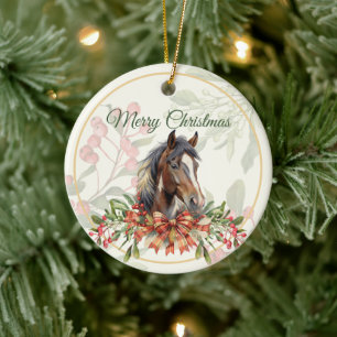 Décoration En Céramique Élégant Cheval de Noël
