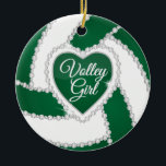 Décoration En Céramique Élégant Diamond Heart Dark Green Volleyball<br><div class="desc">do-it-yourself Joueur de volley-ball Sport Ornements de Noël dans un vert foncé et blanc fantaisie avec faux diamant et texte do-it-yourself. Plus de couleurs sont disponibles si vous ne trouvez pas vos couleurs, s'il vous plaît contactez-moi. ⭐ Ce Produit est 100% Personnalisable. Les graphiques et le texte peuvent être supprimés,...</div>