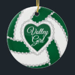 Décoration En Céramique Élégant Diamond Heart Dark Green Volleyball<br><div class="desc">do-it-yourself Joueur de volley-ball Sport Ornements de Noël dans un vert foncé et blanc fantaisie avec faux diamant et texte do-it-yourself. Plus de couleurs sont disponibles si vous ne trouvez pas vos couleurs, s'il vous plaît contactez-moi. ⭐ Ce Produit est 100% Personnalisable. Les graphiques et le texte peuvent être supprimés,...</div>