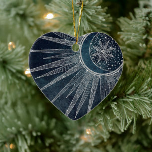 Décoration En Céramique Élégant Doodle Mandala Blue Moon Silver