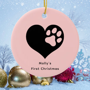 Décoration En Céramique Élégant et simple Chien rose Premier Noël