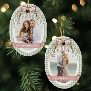 Décoration En Céramique Élégant Gingham Photo Noël Traditionnel