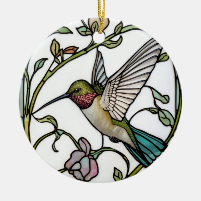 Décoration En Céramique Elegant hummingbird artwork botanical boho chic (Devant)