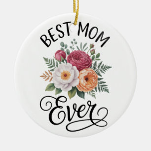 Décoration En Céramique Élégant Meilleure Maman du Monde Bouquet Floral Aq