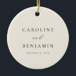 Décoration En Céramique Élégant minimaliste crème ivoire Mariage de callig<br><div class="desc">Élégant minimaliste Ivoire Personnalisé Calligraphie Mariage Ornement en céramique</div>