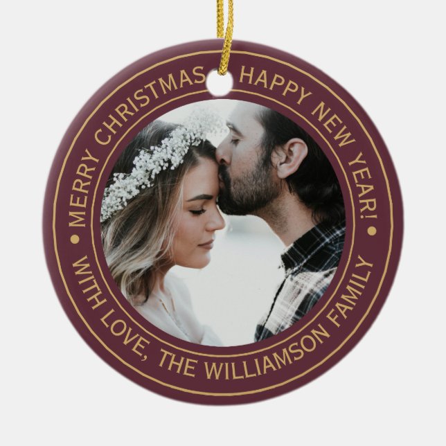 Décoration En Céramique Élégant Monogramme de Noël Bourgogne (Devant)