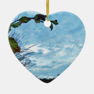 Décoration En Céramique Élégant Noël Holly, ciel bleu