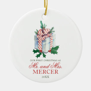 Décoration En Céramique Élégant Noël personnalisé nouvellement marié