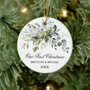 Décoration En Céramique Élégant Notre première aquarelle de Noël